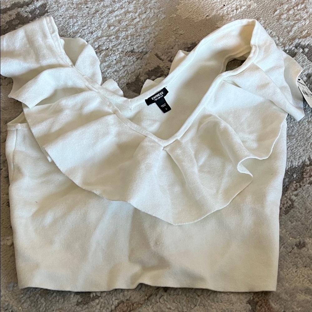 Express Cream Ruffle Blouse